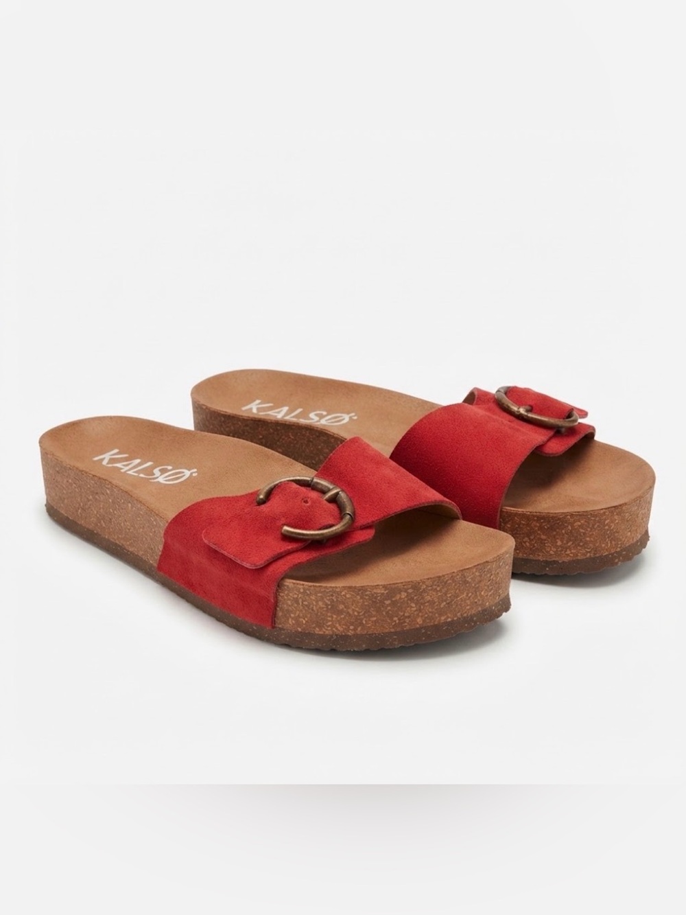 Kalso Earth Red Suede Sway Negative Heel Sandals SZ 9